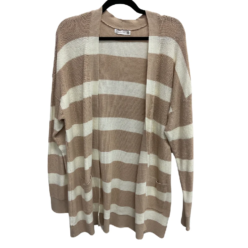 Women's U-Shaped Neck SweatersCardigan By 89th And Madison In Tan & White, Size: L