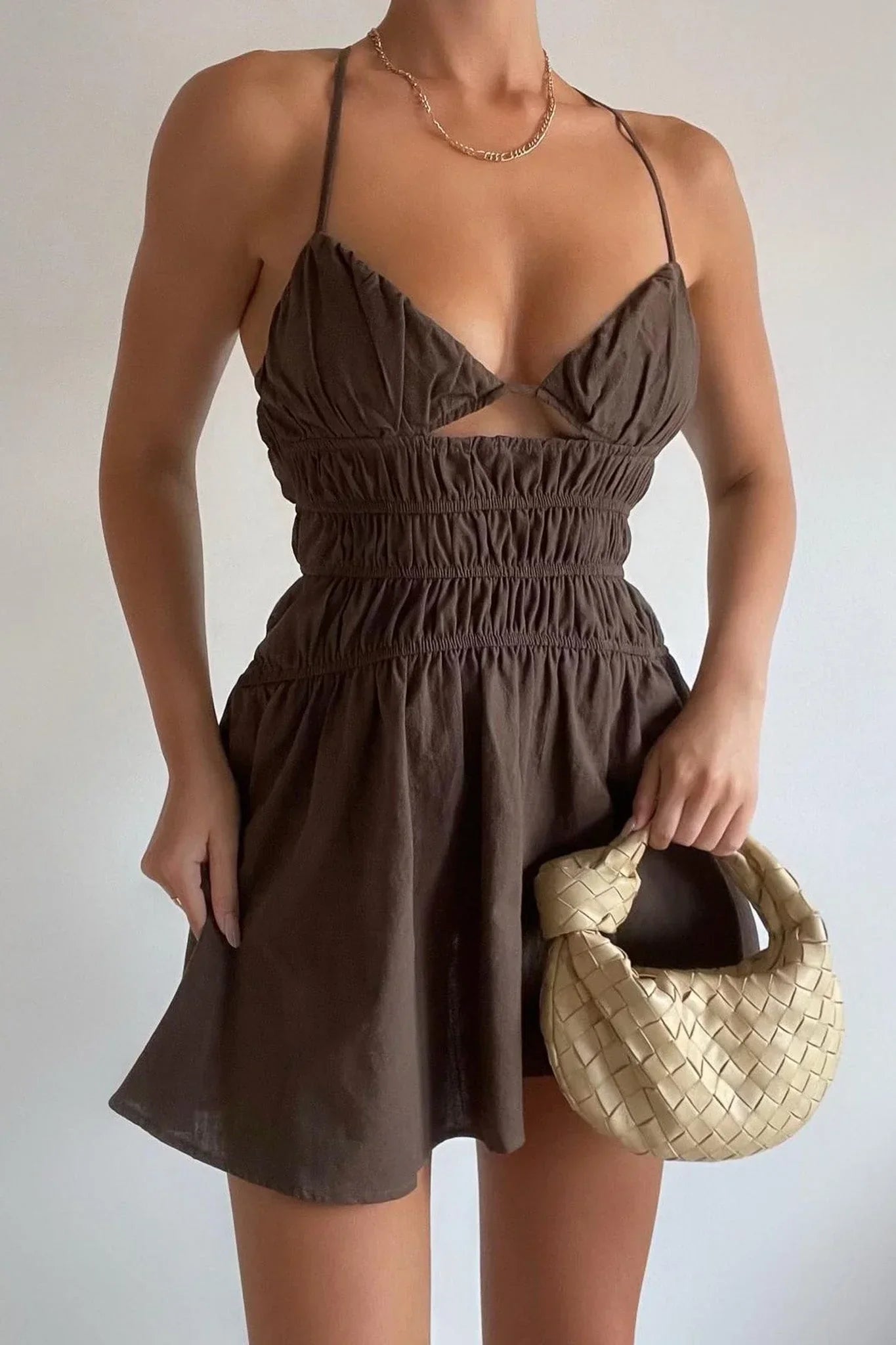 Women's Sleeveless DressesTahlia Mini Dress - Chocolate