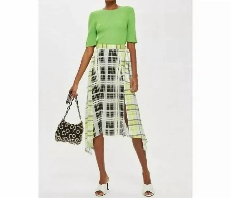 Women's Sporty SkirtsAsymmetrical Plaid Midi Skirt In Multicolor