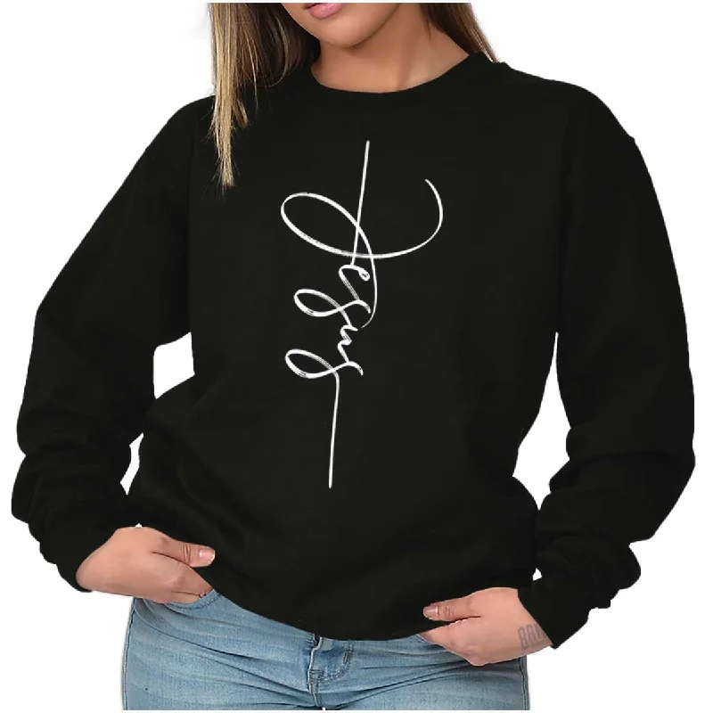 Women's Hooded Sweatshirts with Kangaroo PocketsJesus Fashion Crewneck Sweatshirt