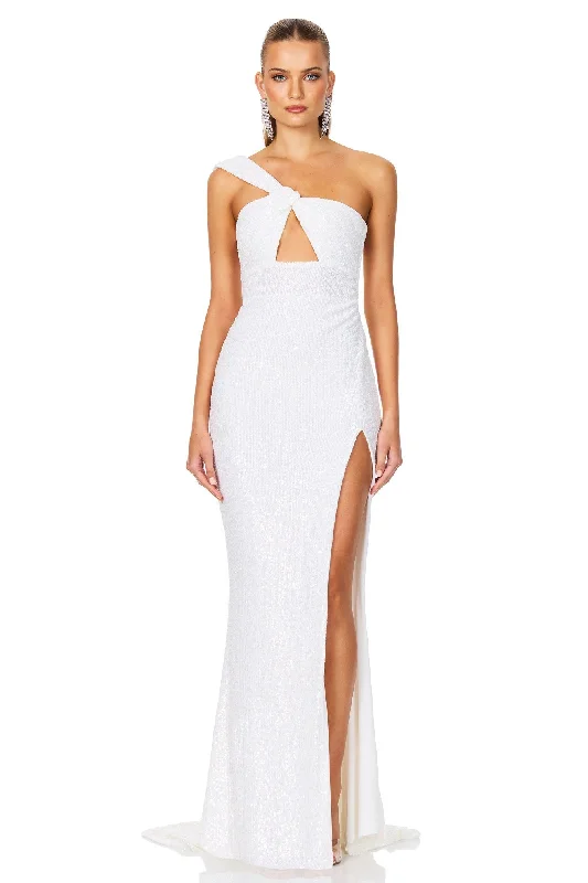 Women's V-Shaped-Neck DressesNookie Therese Sequin Gown - White