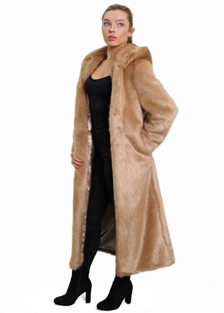 Stylish Women's CoatsDe La Creme - Womens Iconic Faux Fur Hooded Long Coat