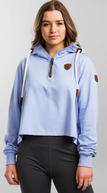 Women's Hooded Sweatshirts with Mid WaistLeelee Lux Baby Blue Jay Half-Zip Hoodie