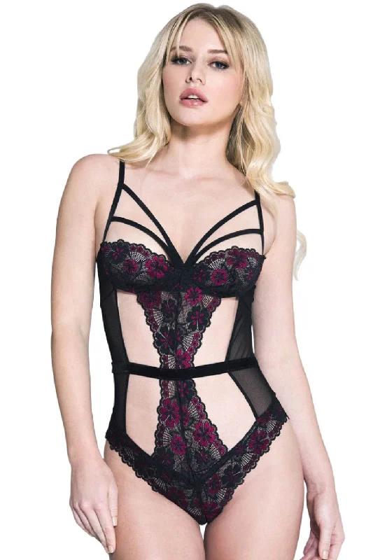 floral lace lingerie with matching robesMusic Legs Black Hot Pink Teddy