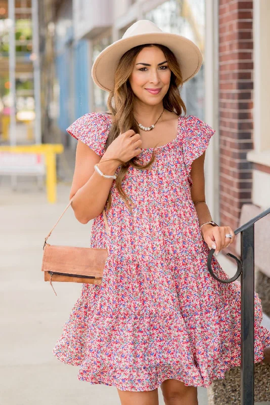 Women's Peter Pan Collar DressesMini Blooms Ruffle Tiered Dress