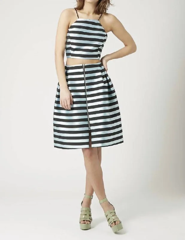 Women's Smooth SkirtsStriped A Line Scuba Skirt In Black/blue