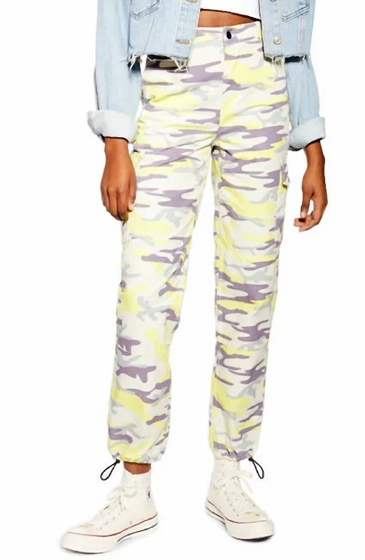 Women's Jodhpurs with Rounded CollarCamo Print Utility Pants In Multicolor