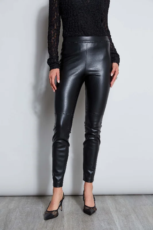 Women's Jodhpurs with V-Shaped CollarVegan Leather Legging