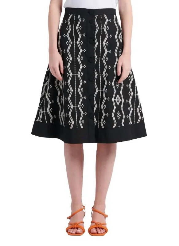 Women's Semi-Formal SkirtsFirst Embroidered Midi Skirt In Black, White