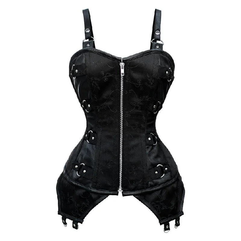 plus-size high-waisted thongsEoin Black Brocade Gothic Overbust Corset