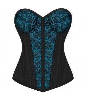 sports bras with mesh panelsRonnie Brocade Overbust Fashion Corset With Cups