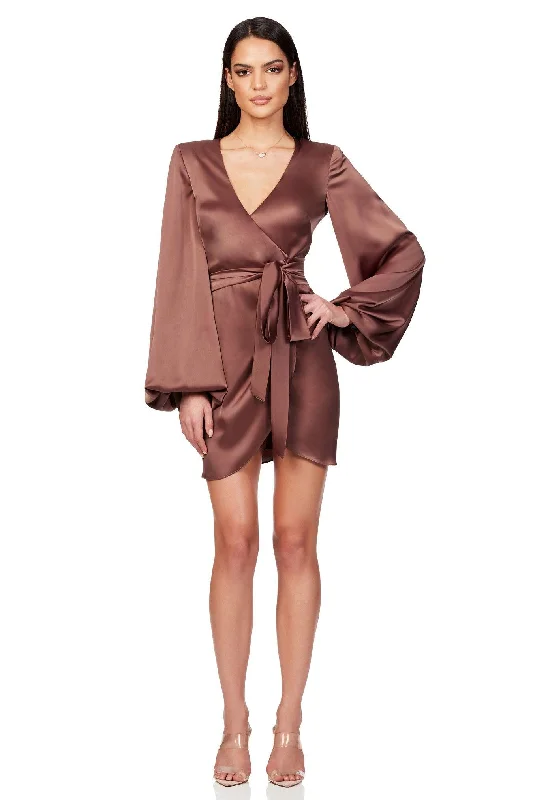 Women's Wide Collar DressesNookie Stella Satin Mini Dress - Mocha