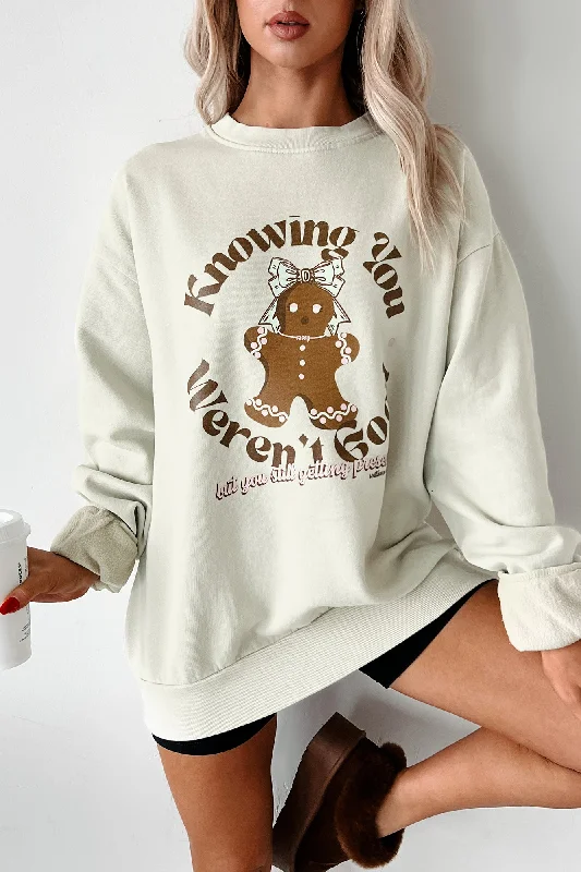 Women's Hooded Sweatshirts with Sherpa Lining"Still Getting Presents" Graphic Sweatshirt (Pale Sage)