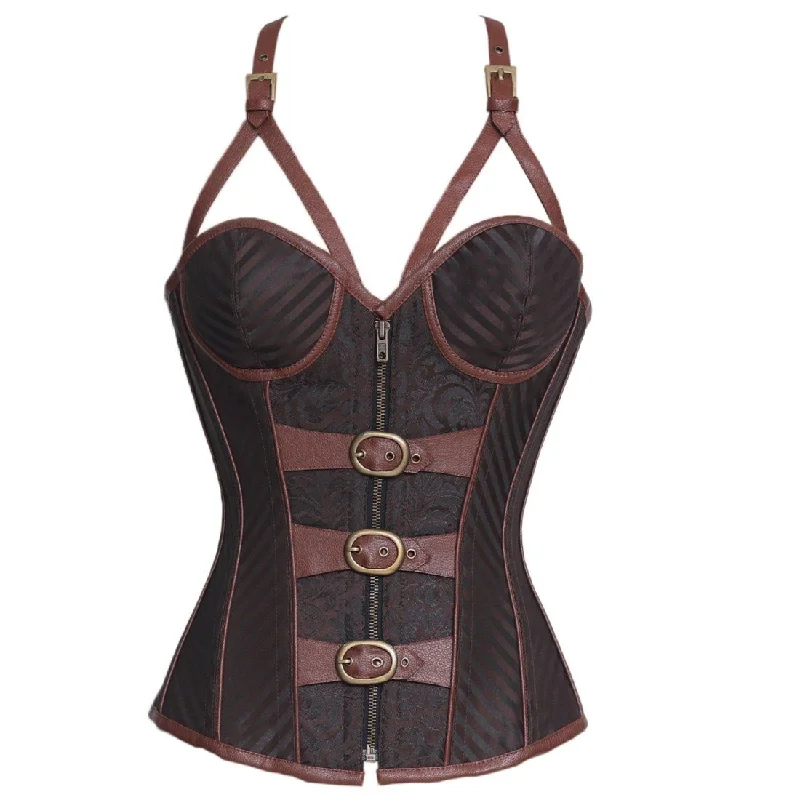 plus-size high-slit hipster pantiesScott Brown Brocade Steampunk Overbust  Corset With Cups