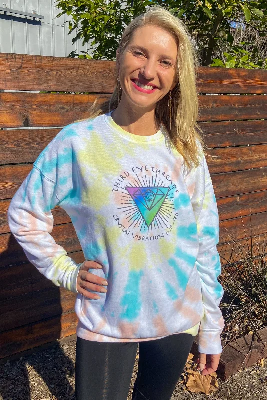 Women's Hooded Sweatshirts with High WaistOversized Crystal Vibrations Tie Dye Super Soft Sweatshirt