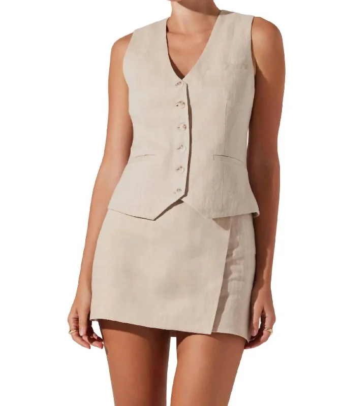 Women's V-Shaped Hem SkirtsKaiko Linen Mini Skirt In Natural