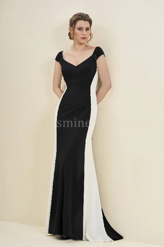 Women's Low-Neck DressesJade Couture Stretch Crepe Two Tone Gown J195054