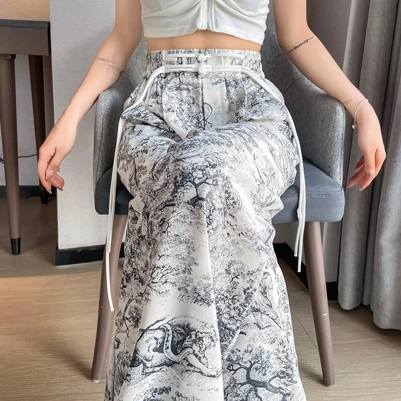 Women's Cropped Pants2024 High Waist Casual Summer Slacks Pants Women Ice Silk Ankle-Length Long Pants