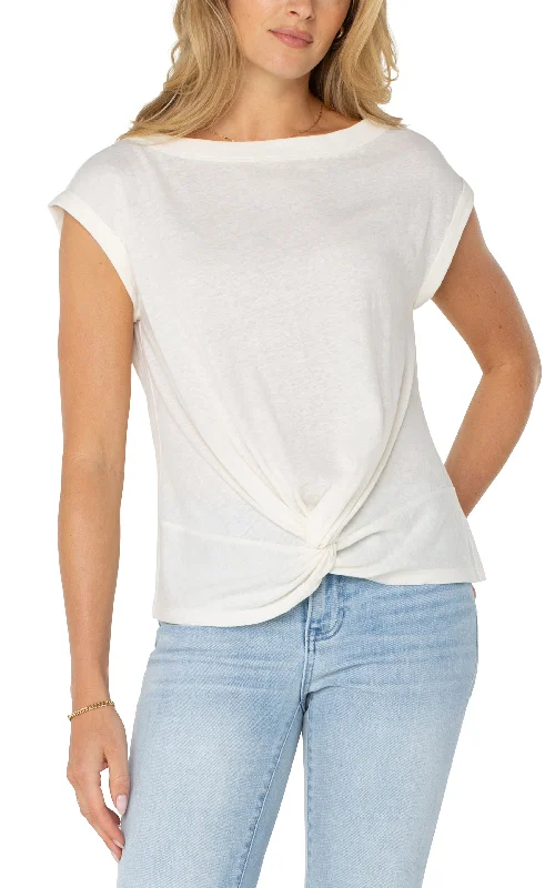 Women's Jodhpurs with DrawstringSHORT SLEEVE BOAT NECK KNIT TOP