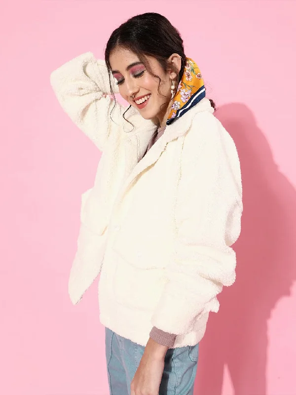 Women's Hooded CoatsWhite Faux Fur Oversized Jacket