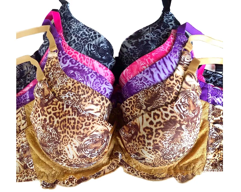 plus-size underwire plunge brasFierce Tiger & Frills Light Push Up Bras