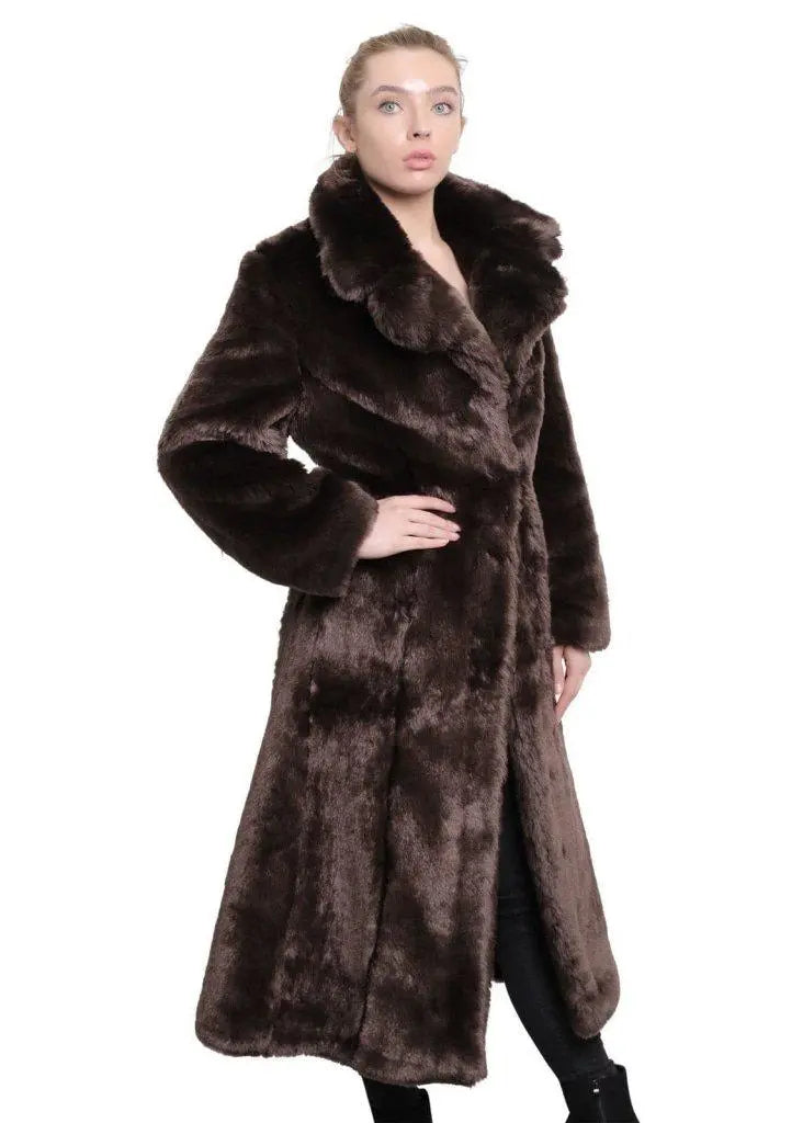 Women's Coats with PocketsDe La Creme - Womens Faux Fur Long Coat