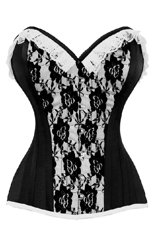 seamless high-leg pantiesKerr Laced Rose Widow Black Corset