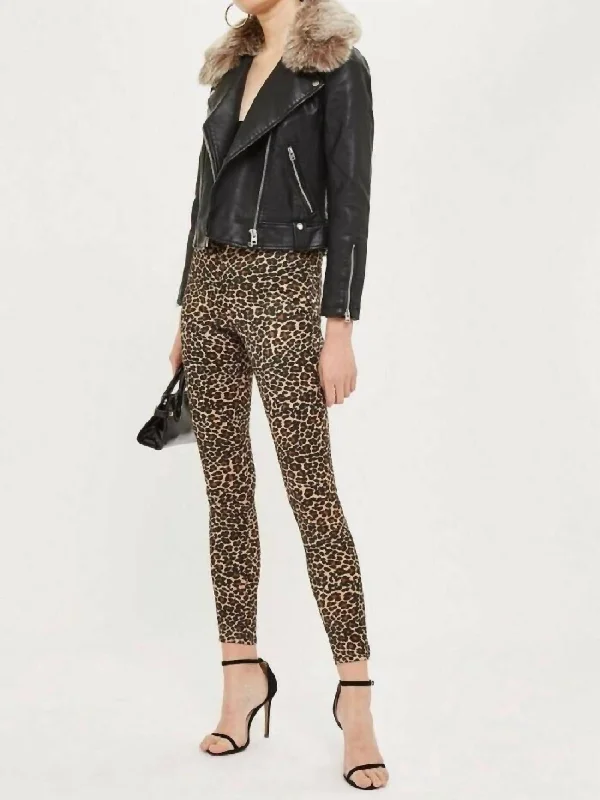 Women's Jodhpur BootsJamie Leopard Print Satin Skinny High Rise Jeans In Multicolor