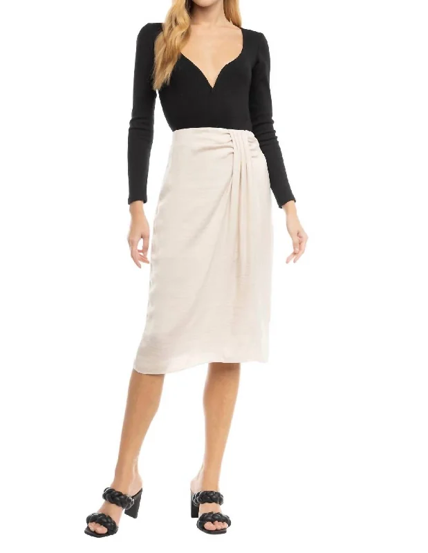 Women's Sweetheart Hem SkirtsWaterfall Midi Skirt In Papyrus