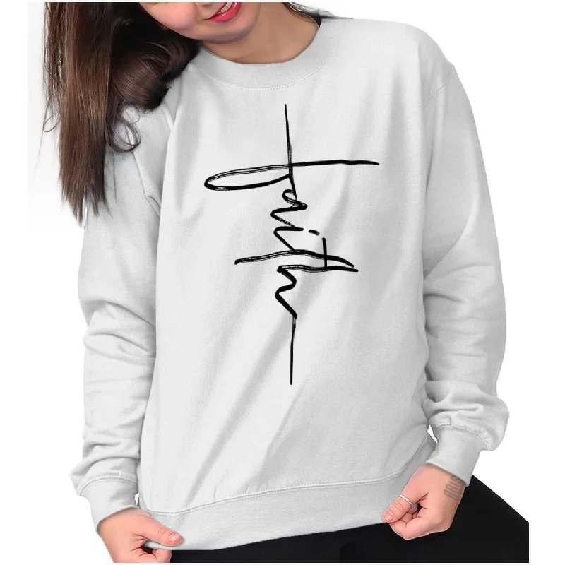 Women's Hooded Sweatshirts with Front PocketsFaith Fashion Crewneck Sweatshirt