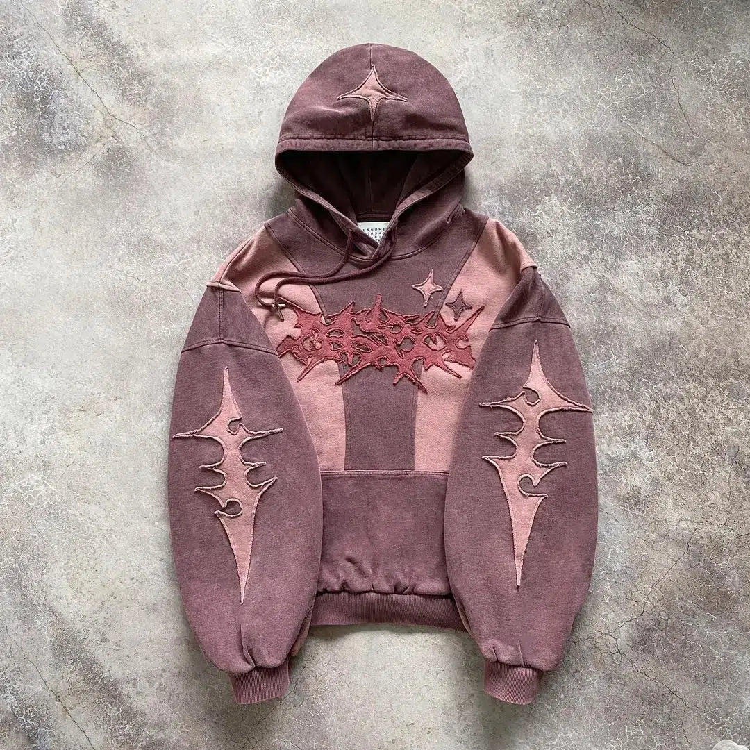 Women's Hooded Sweatshirts with Brocade LiningCyberpunk Futuristic Patch Hoodie