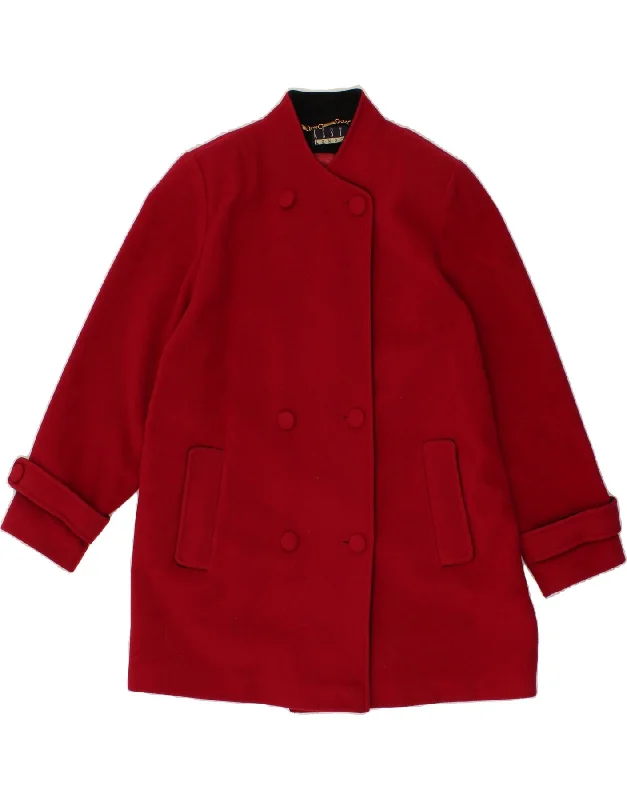 Women's Coats with Fur Trimmed ButtonsKESTA LONDON Womens Overcoat UK 14 Large Red Wool