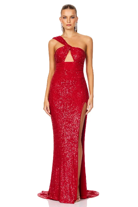 Women's Off-the-Shoulder DressesNookie Therese Sequin Gown - Scarlet Red