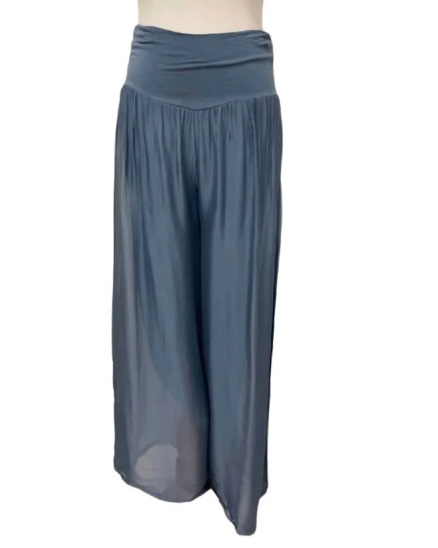 Women's Trouser PantsSheer Wide Leg Palazzo Pants In Denim