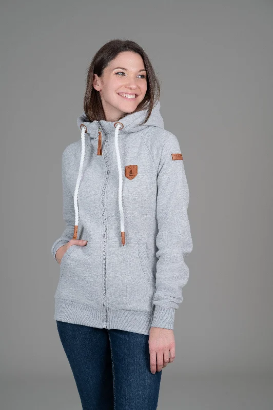 Women's Hooded Sweatshirts with Button ClosureHera Light Heather Grey Full-Zip Hoodie