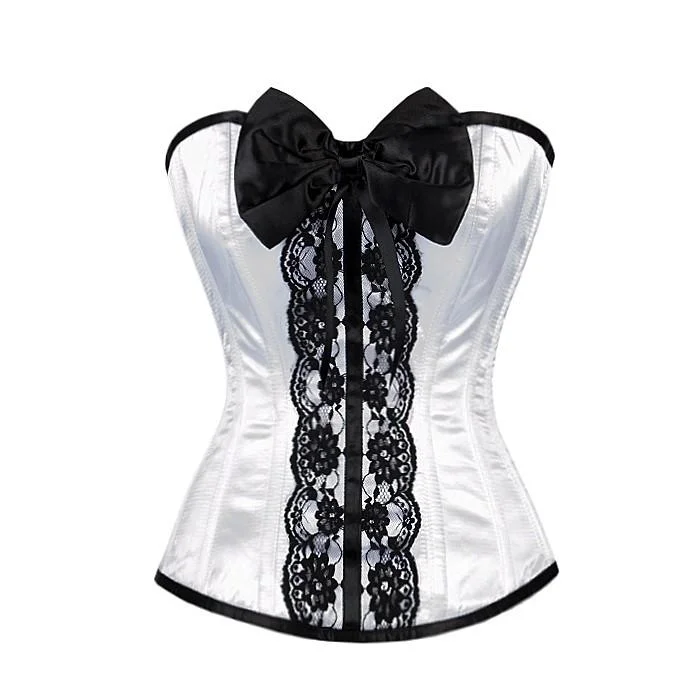 high-support sports bras for crossfitHazard White Corset With Pretty Lace Embellished Steel Corset