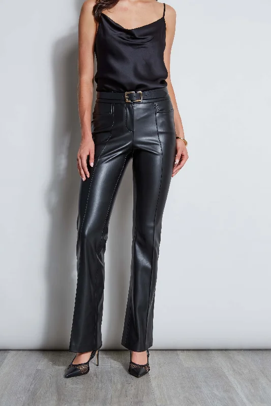 Women's Jodhpurs with Rounded CollarVegan Leather Seam Pant