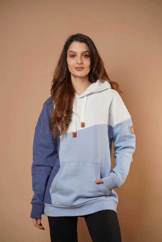 Women's Hooded Sweatshirts with Polka Dot LiningNola Chambray Mix Hoodie