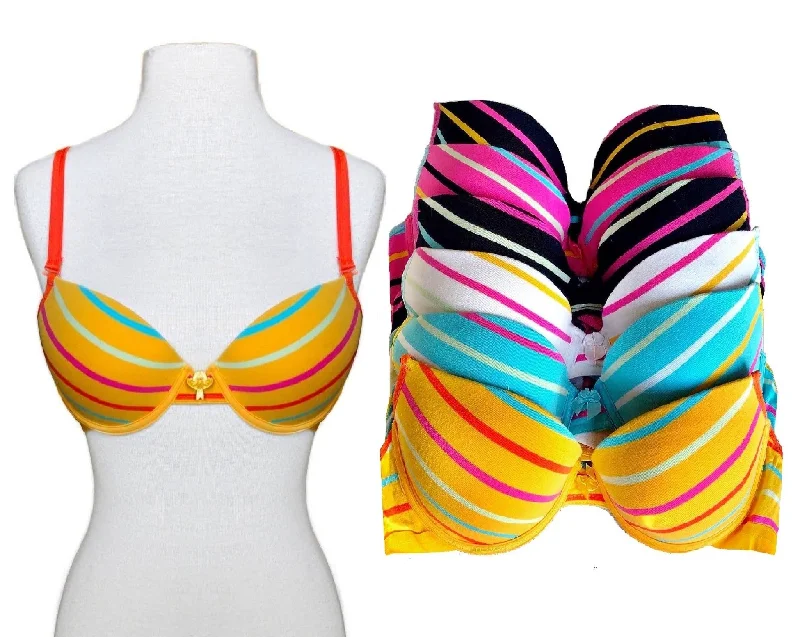 seamless modal fiber high-waisted pantiesColorful Striped Full Coverage Bras