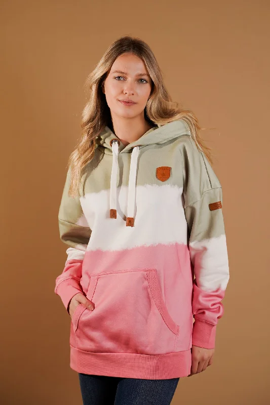 Women's Hooded Sweatshirts with Jacquard LiningPatty Aloe/Blush Dip Dye Hoodie