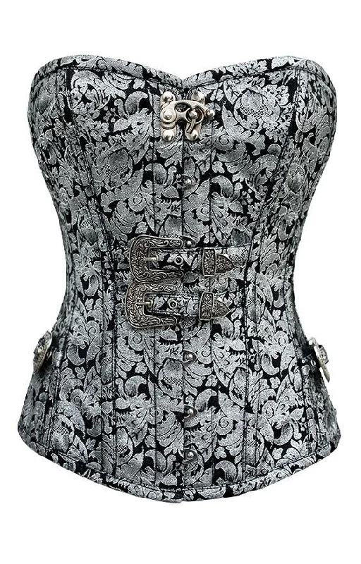 lace-embellished bralettesJames Brocade Overbust Corset black with buckles