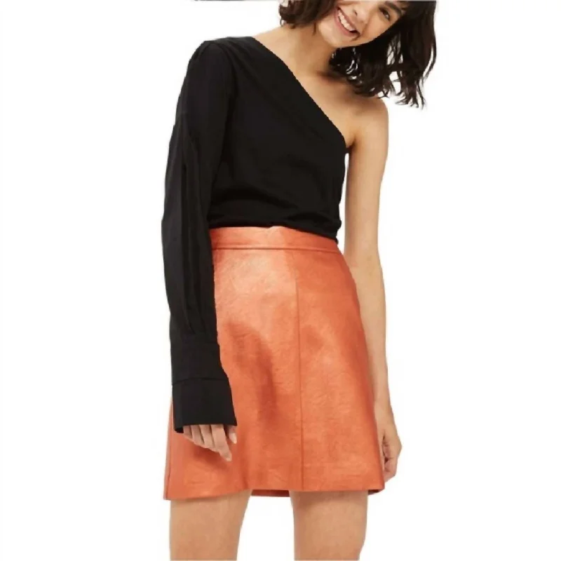 Women's Polka Dot SkirtsMini Faux Leather Skirt In Orange