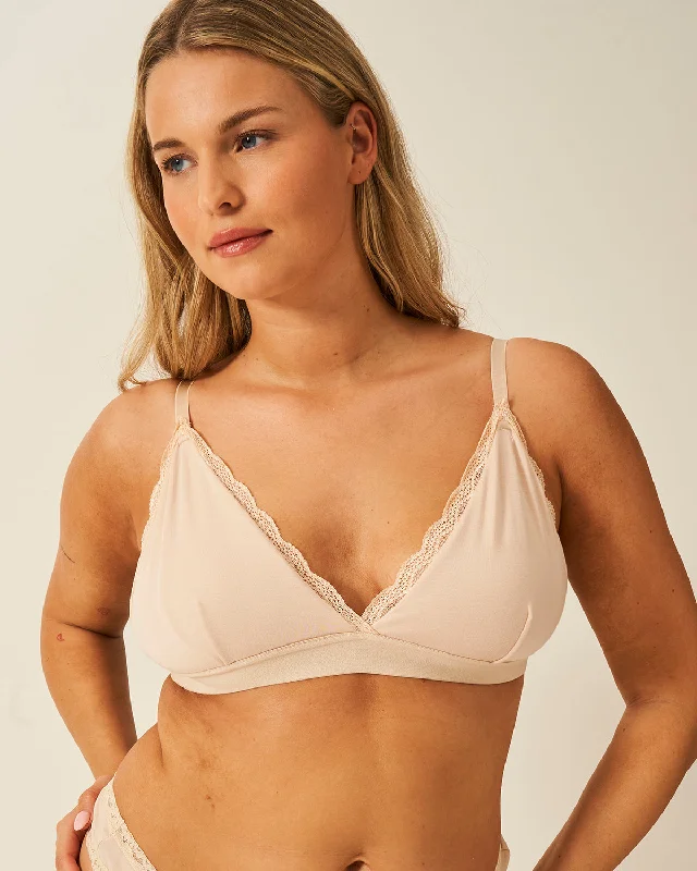 eco-friendly organic cotton lingerie setsLace Bralette - Sand