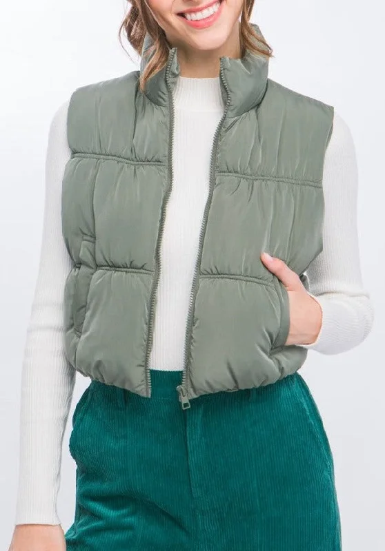 Women's Coats with Fur Trimmed CollarHigh Neck Puffer Vest