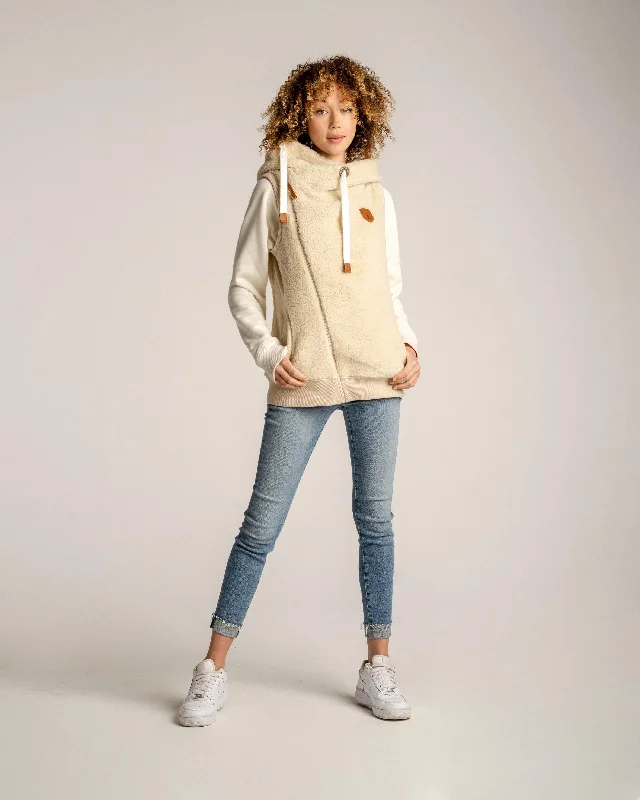 Women's Hooded Sweatshirts with Tweed LiningZoe Sherpa Ivory Hoodie Vest