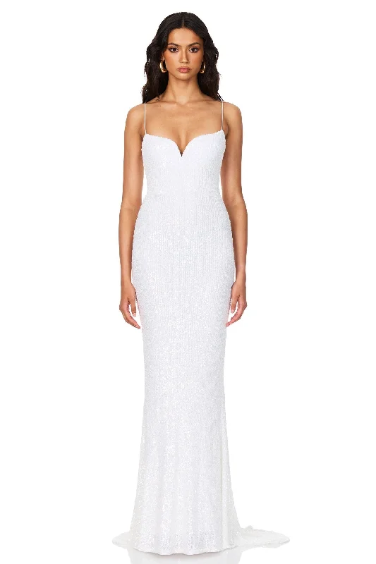 Women's Square-Neck DressesNookie Serena Sequin Gown - White