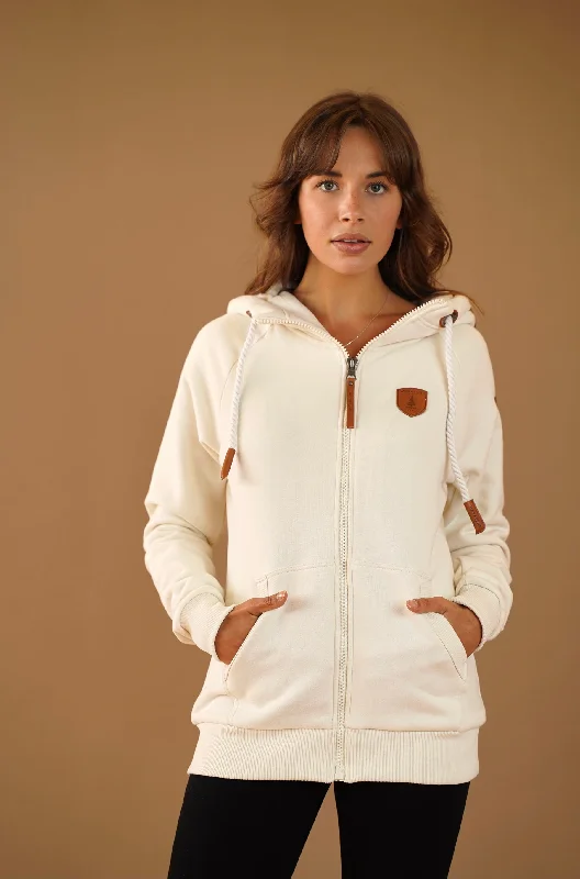 Women's Hooded Sweatshirts with Plush LiningHera Oatmeal Full-Zip Hoodie