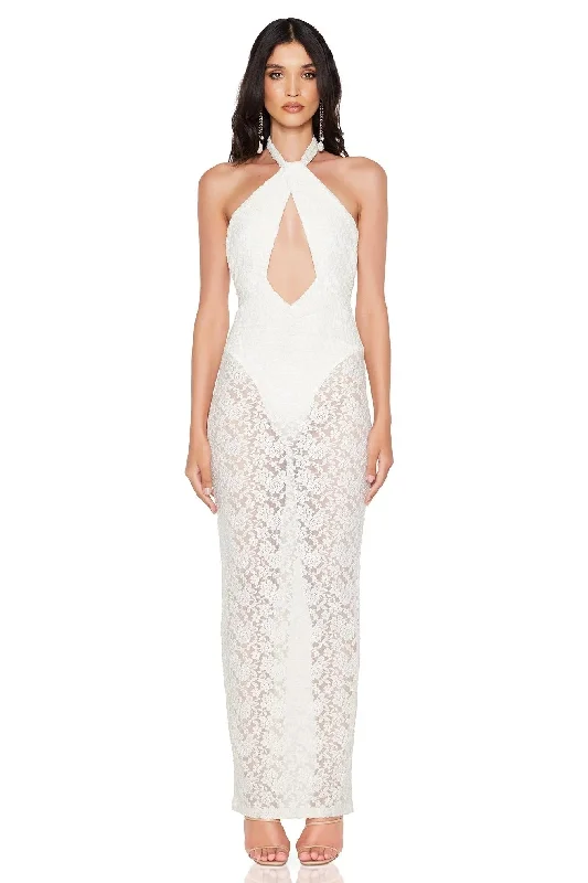 Women's Collarless DressesNookie Roxana Halter Gown - Unlined Ivory