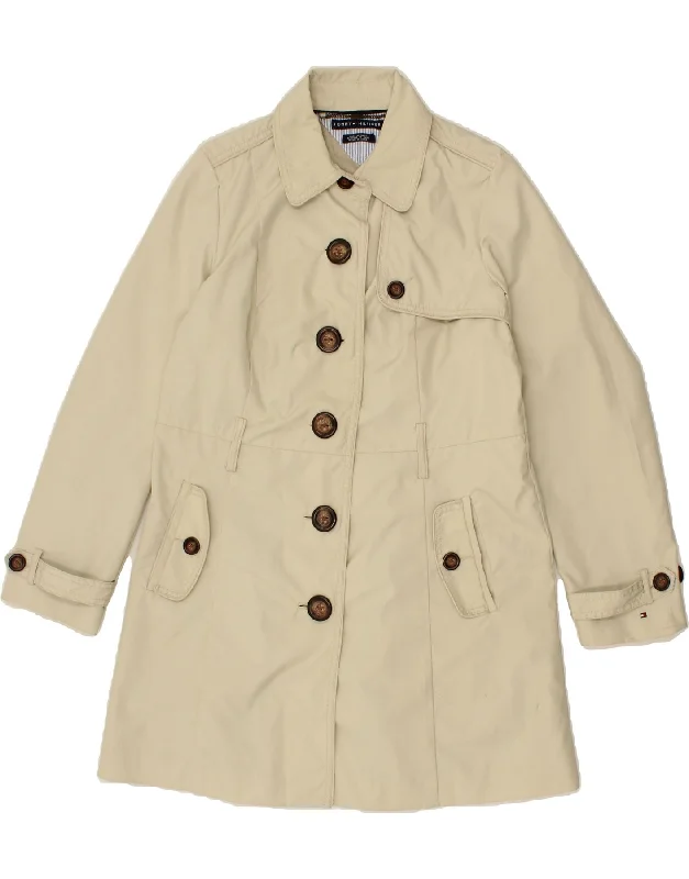 Women's Coats with Fur Trimmed ZipperTOMMY HILFIGER Womens Trench Coat UK 16 Large Beige Polyester