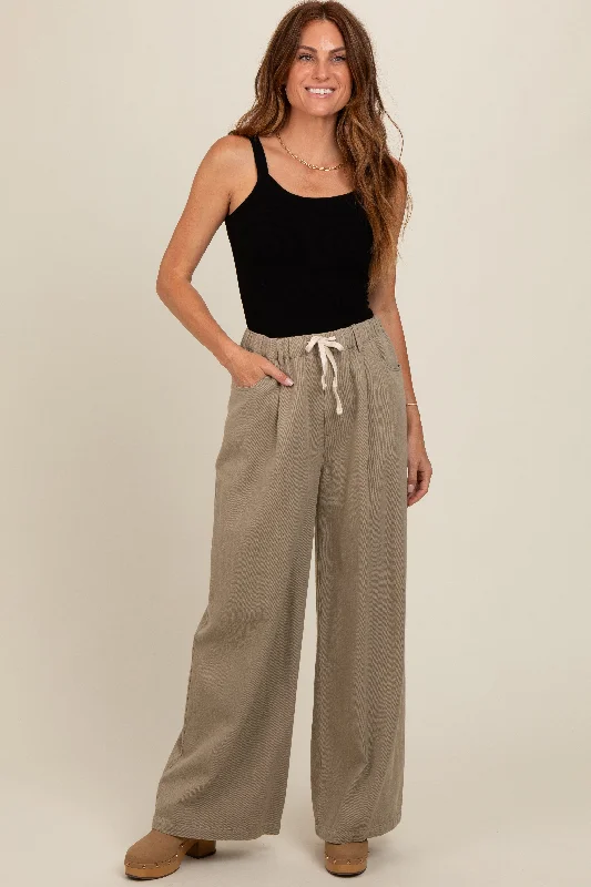 Women's Jodhpurs with Full LengthOlive Drawstring Wide Leg Pants